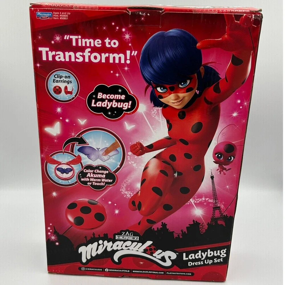 Playmates Miraculous Ladybug Dress Up Set Kids OS Red New NIB Mask Yo-Yo 50601